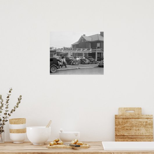 1938年中古車のバーゲン。ヴィンテージ写真 ポスター (キッチン)