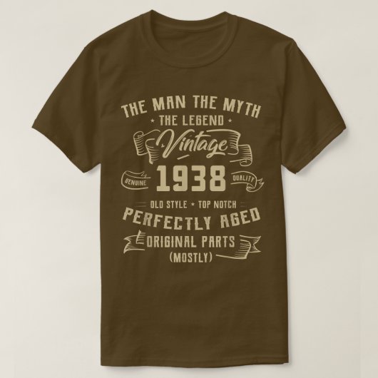 1938年生まれの伝説的な男性 84歳の誕生日Tシャツ Tシャツ (デザイン正面)