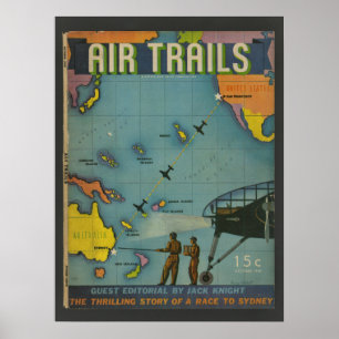 1938年航空雑誌航空機カバーアートプリント ポスター