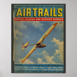 1938年航空雑誌航空機カバーアートプリント ポスター