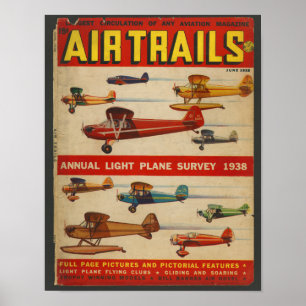 1938年航空雑誌航空機カバーアートプリント ポスター