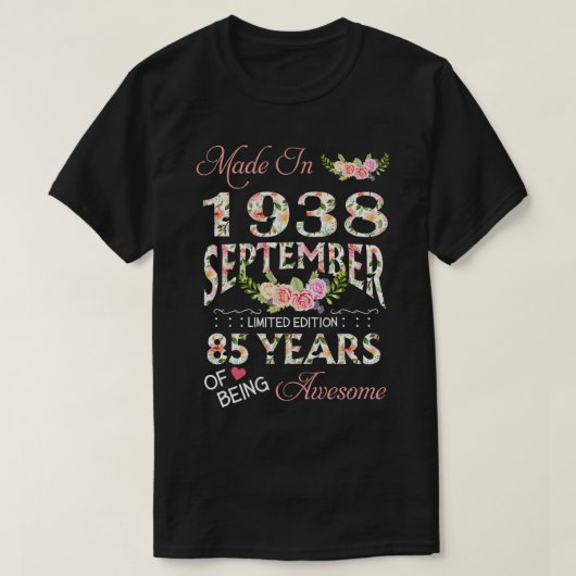 1938年9月に作られたフローラ85歳のベイン Tシャツ (デザイン正面)