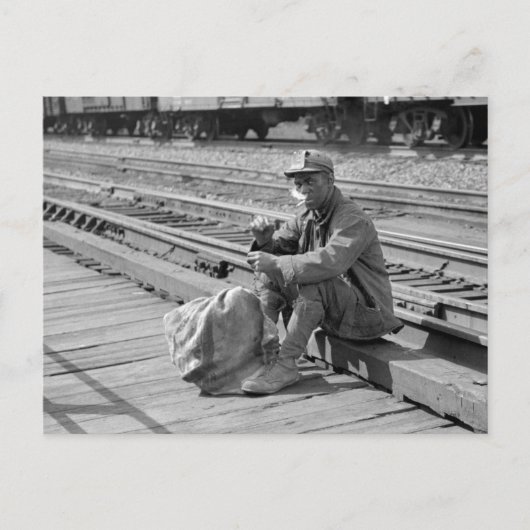 1938年 鉄道用地の炭鉱夫 ポストカード (正面)