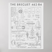 1938航空飛行機ブレゲ462-B4アートプリント ポスター (正面)