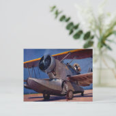 1939グランマンF-2航空機 ポストカード (スタンド正面)