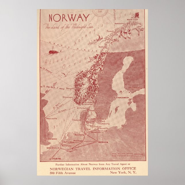 1939ノルウェー旅行案内所NY ポスター (正面)