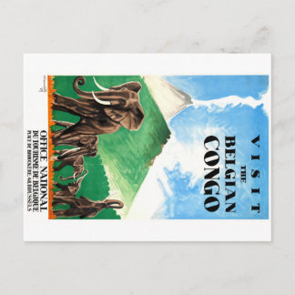 1939ベルギーコンゴ象の旅行ポスター ポストカード