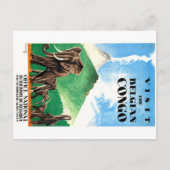 1939ベルギーコンゴ象の旅行ポスター ポストカード (正面)