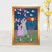 1939中国の年うさぎ誕生日 カード (黄色い花)