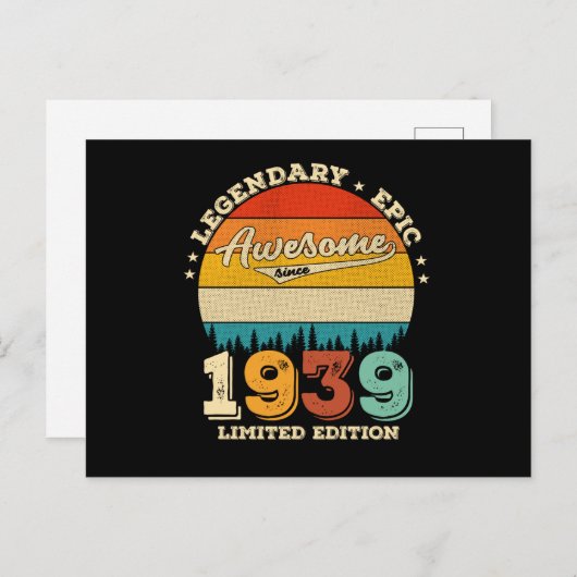 1939年から83素晴らし歳83誕生日ギフト ポストカード (正面/裏面)