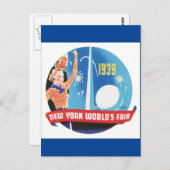 1939年ニューヨークのフェアヴィンテージ旅行ポスター ポストカード (正面/裏面)