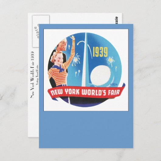 1939年ニューヨールド世界博覧会 ポストカード (正面/裏面)