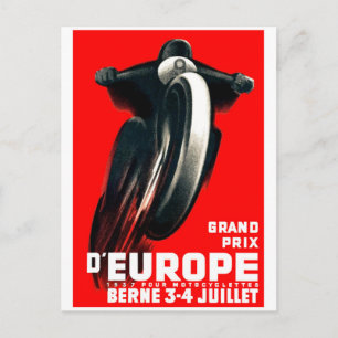 1939年ヨーロッパグランプリ自動二輪車レーシングポスター ポストカード