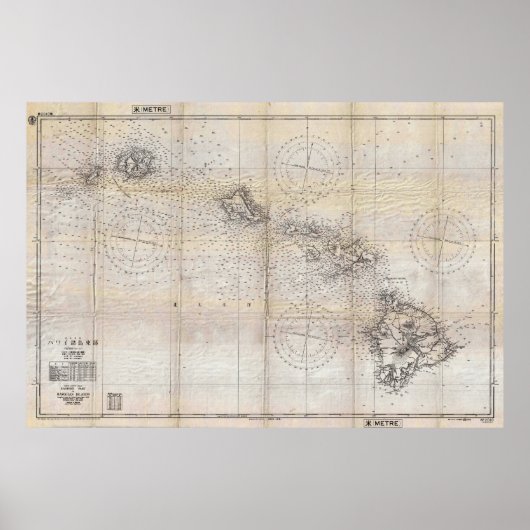 1939年日本のハワイ真珠湾地図 ポスター (正面)