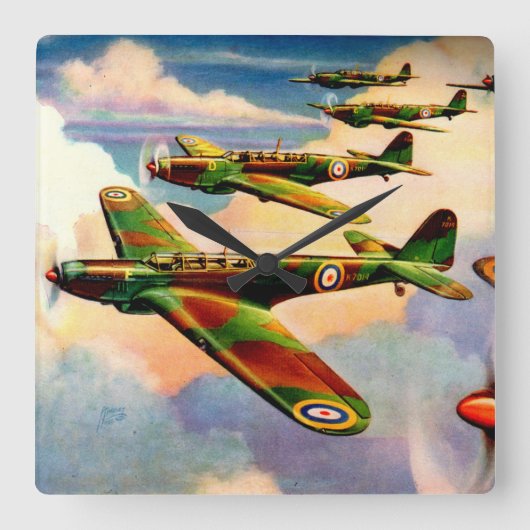1939年英国フェリー·ジュニア·メディア·ボンバー スクエア壁時計 (正面)