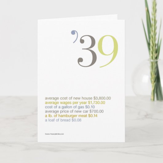1939年誕生日おもしろい事実 カード (正面)