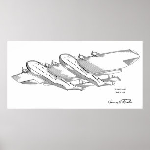 1939海飛行機特許スケッチプリント ポスター