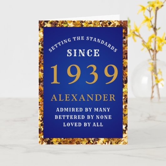 1939生まれ年誕生日標準Blue名前の追加 カード (黄色い花)