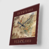 1939 MAP OF POLAND スクエア壁時計 (傾斜)