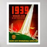 1939 World Fair San Francisco ポスター<br><div class="desc">Vintage 1939 World's Fair San Francisco poster illustrated in the art deco style.</div>