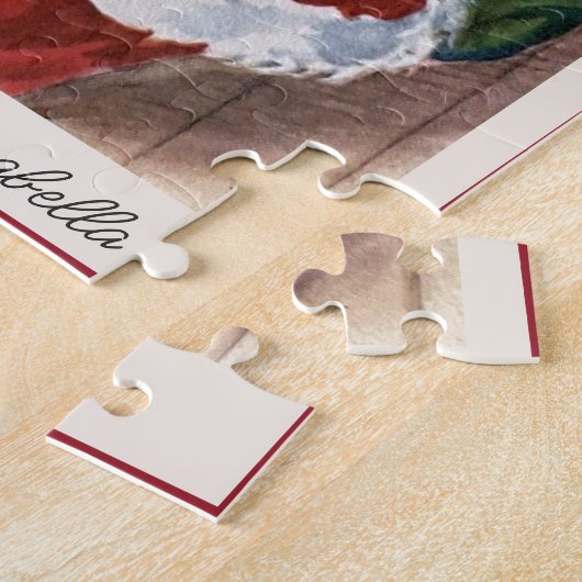 1940のクリスマスカードサンタのパーソナライズ名 ジグソーパズル (側面)