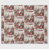 1940のクリスマスカードサンタパーソナライズチャイルドネーム ラッピングペーパー (フラット)