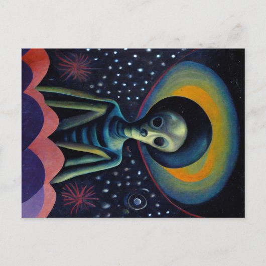 1940のスタイルエイリアンとハロータペストリー ポストカード (正面)