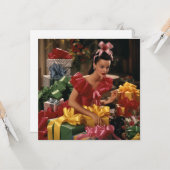 1940のヴィンテージガールと誕生日プレゼントカード カード (正面/裏面インサイチュ)