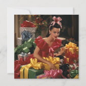 1940のヴィンテージガールと誕生日プレゼントカード カード (正面)