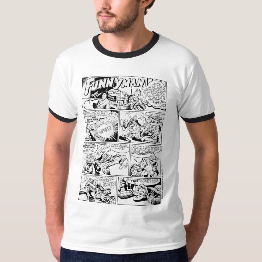 1940の「FUNNYMAN」漫画ストリップTシャツ Tシャツ (正面)