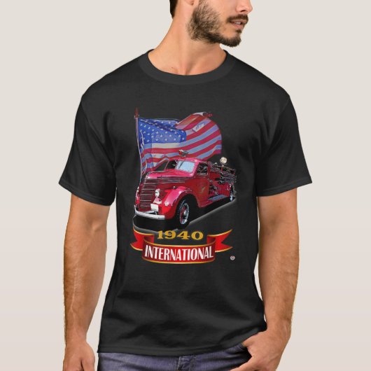 1940クラシック年の国際的旧グロール付き消防車 Tシャツ (正面)