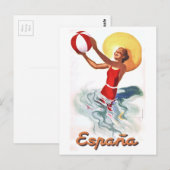 1940スペインビーチ旅行ポスター ポストカード (正面/裏面)