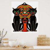 1940ヴィンテージハロウィンブラックキャッツ ポスター (キッチン)