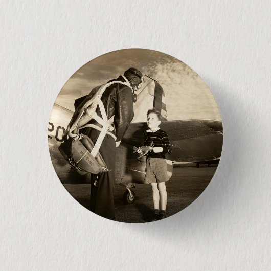1940人のアメリカ人の軍隊の試験および若い男の子 缶バッジ (正面)