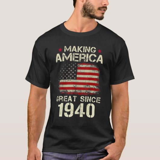 1940年から素晴らしアメリカを作るヴィンテージ82nd Birt Tシャツ (正面)