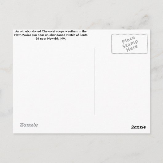 1940年のシボレーのクーペはNMの太陽の下で風化。 ポストカード (裏面)