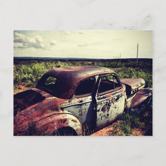 1940年のシボレーのクーペはNMの太陽の下で風化。 ポストカード (正面)