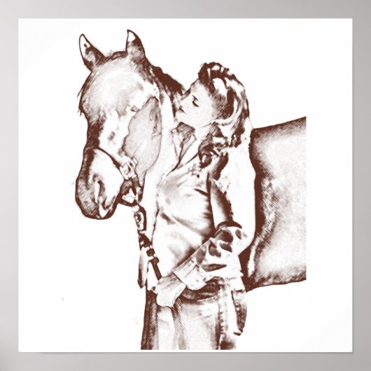 1940年の女性のカーボーイと馬 ポスター (正面)