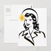 1940年の女性 ポストカード (正面/裏面)