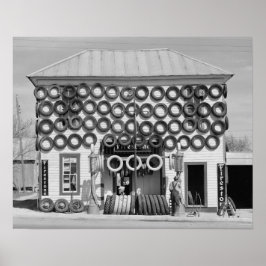 1940年の火石タイヤ店。ヴィンテージ写真 ポスター