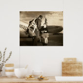 1940年アメリカ軍隊パイロットと少年 ポスター (キッチン)