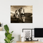 1940年アメリカ軍隊パイロットと少年 ポスター (ホームオフィス)