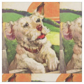 1940年代かわいいテリア犬のプリント ファブリック (クローズアップ)