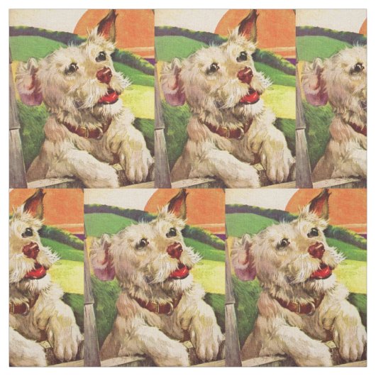 1940年代かわいいテリア犬のプリント ファブリック (見本)