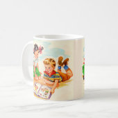 1940年代かわいい女の子と男の子と写真の本 コーヒーマグカップ (正面左)