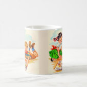 1940年代かわいい女の子と男の子と写真の本 コーヒーマグカップ (中央)