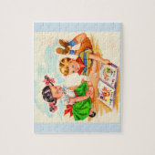 1940年代かわいい女の子と男の子と写真の本 ジグソーパズル (縦)