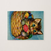 1940年代かわいい子猫を編み物バスケット ジグソーパズル (横)