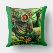 1940年代のイラストレーション海中ダイバー クッション (裏面)