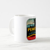1940年代のイワシ缶イラストレーションコーヒーMUGのラベル コーヒーマグカップ (正面左)